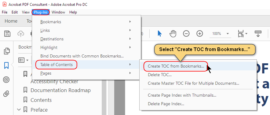 Open the Table Of Contents Settings dialog